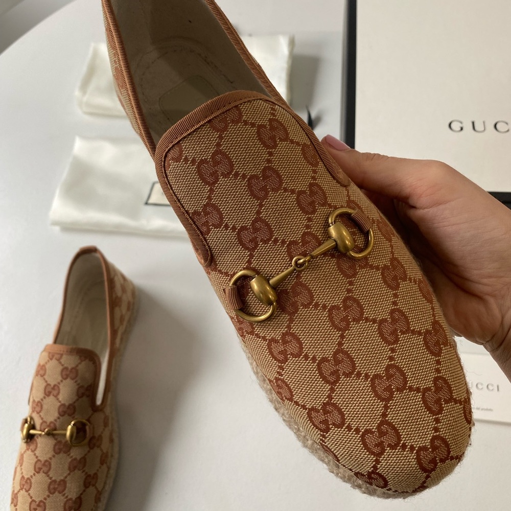 Gucci Shoes GG Monogram Horsebit Detail Fria Espadrilles - Picture 7 of 16